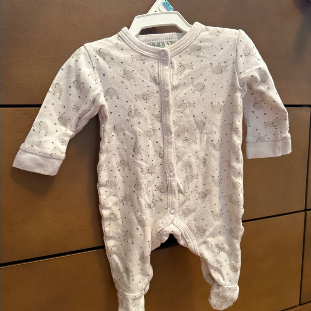 White and Gray Lace Footies One Piece